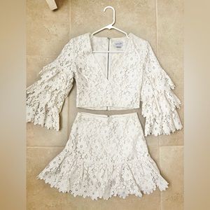 Saylor two piece white crochet matching set XS BY FREE PEOPLE x REVOLVE
